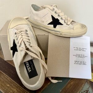 Golden Goose Cream Sneakers with Black Star